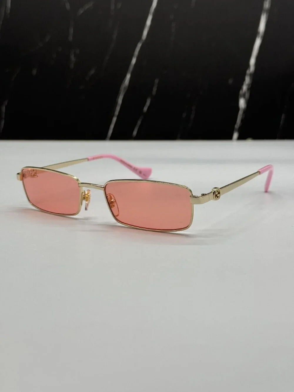 NEW GUCCI GG1600S 004 GOLD/PINK WOMEN SUNGLASSES WITH CHAIN